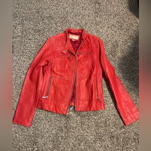 Michael Kors Red Leather Jacket